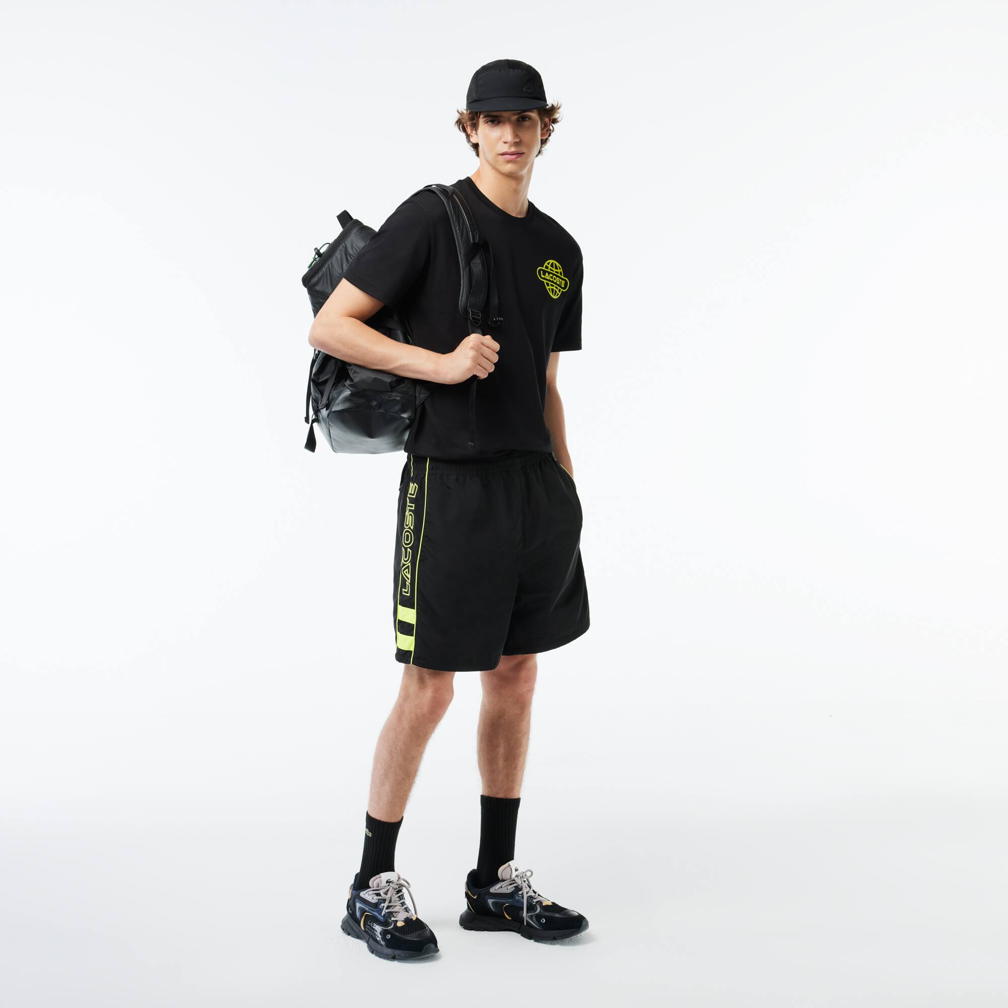 Short Sportsuit relaxed fit à broderie en fibres recyclées Shorts - Noir - Lacoste - Homme