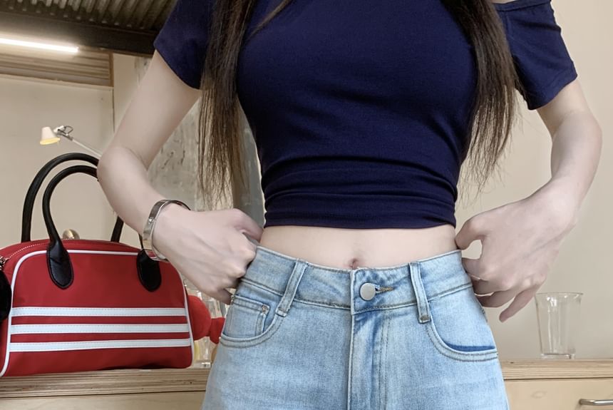 ANORA - Mid Rise Washed Denim Shorts