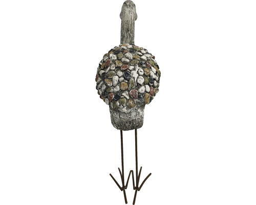 Tuinfiguur, decoratief figuur, Lafiora kraanvogel, glasvezel, 34 x 15 x 54 cm, grijs