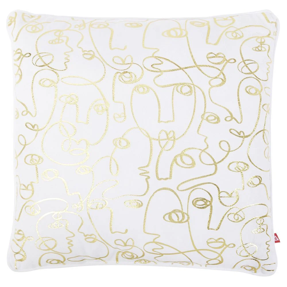 Coussin velours carré motif doré 40x40cm