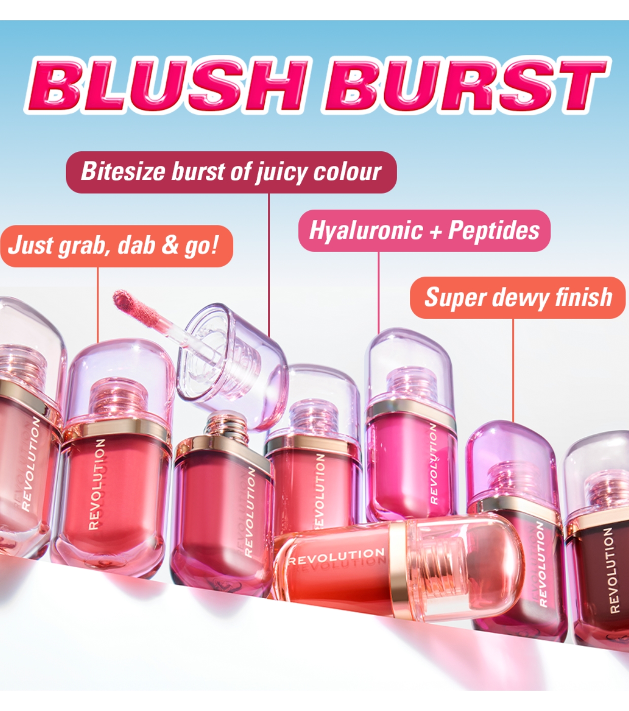 Makeup Revolution - *Super Dewy*  - Blush líquido  Blush burst - Very cherry berry