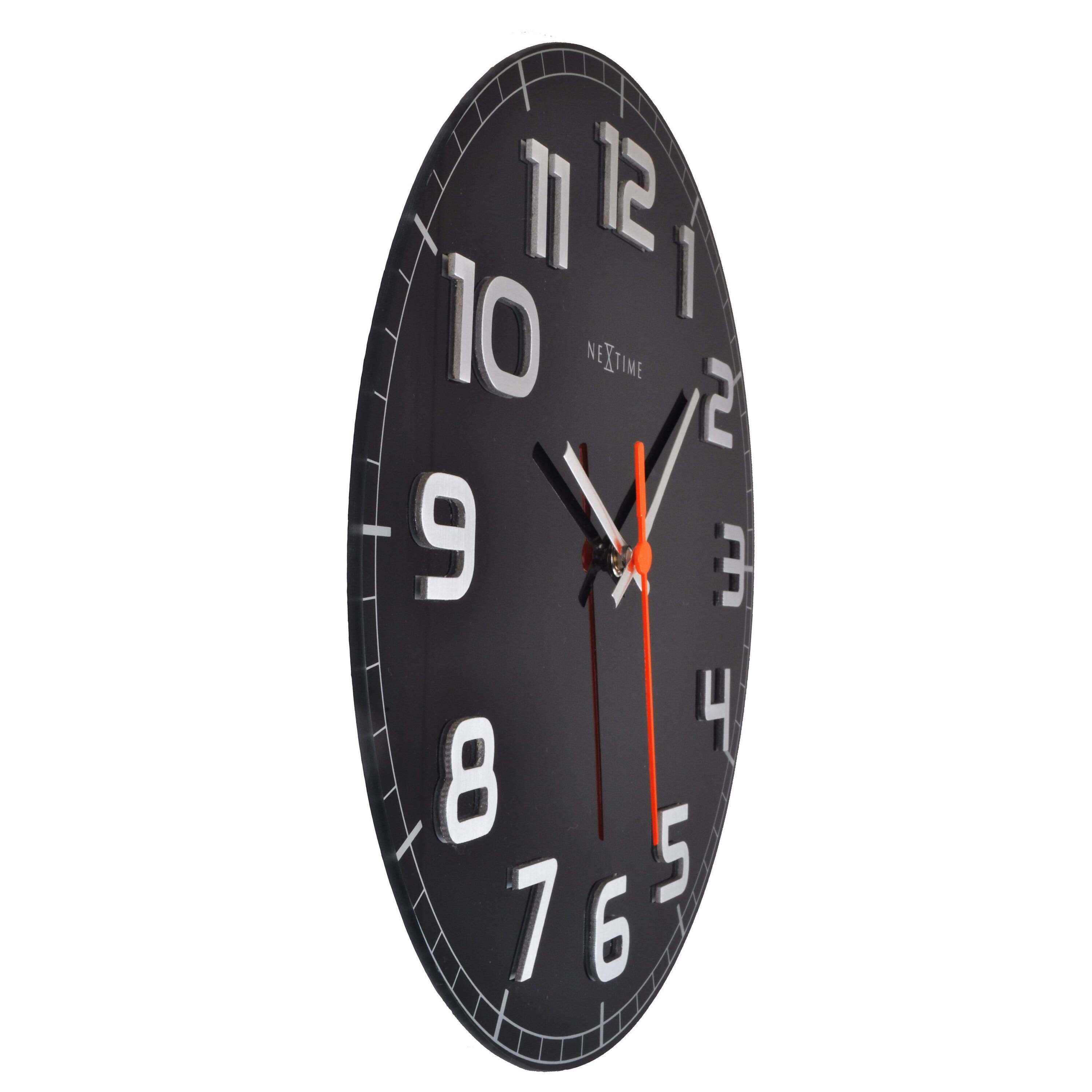NeXtime - NeXtime - Wandklok - 30 x 3.5 cm - Glas - Zwart - 'Classy