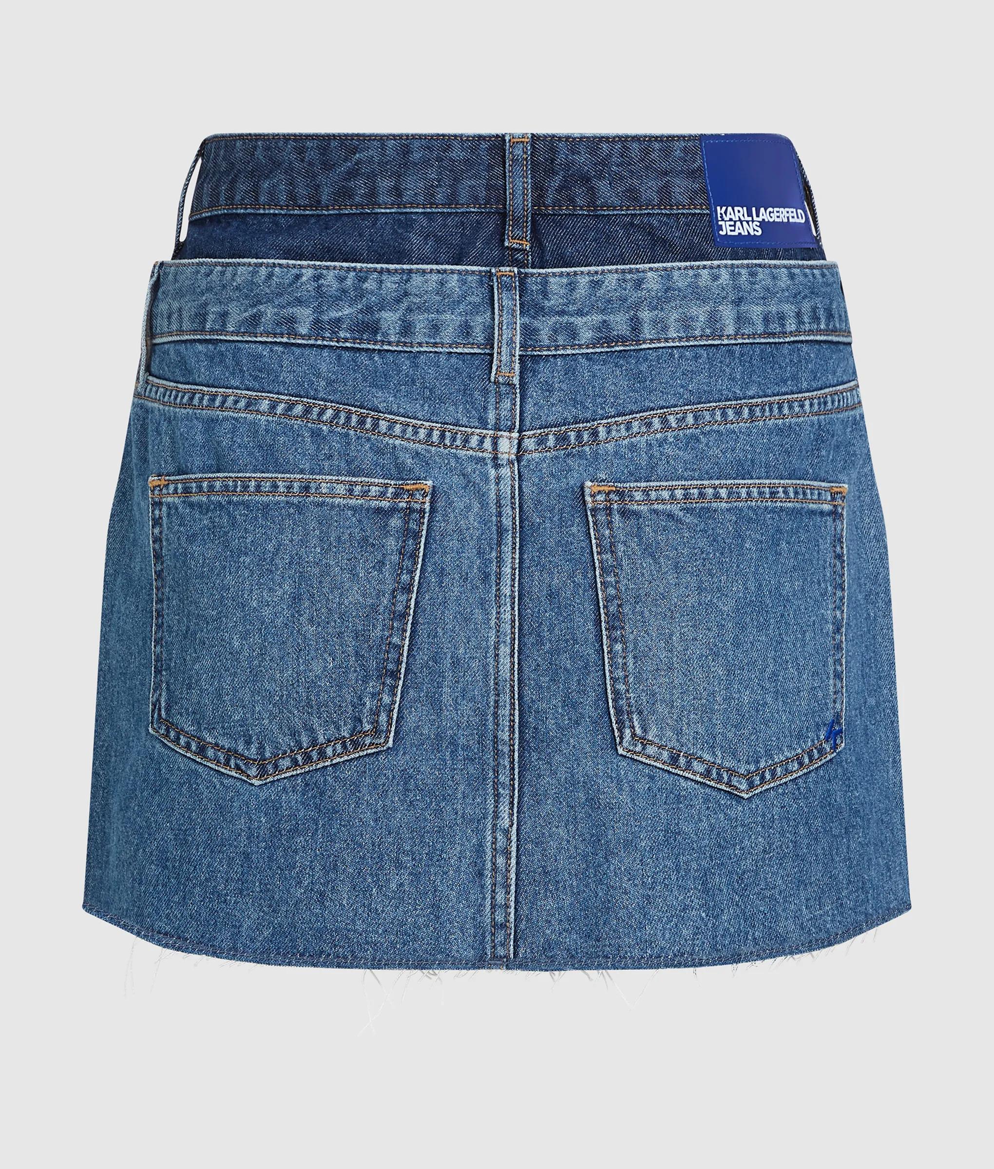 Denim mini rok met dubbele lagen