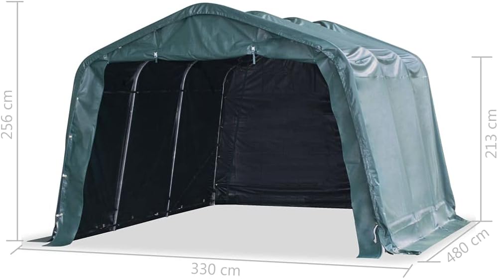 Weidezelt Weideunterstand Offenstall Weidehütte Pferde Schafe Kühe Unterstand Stall Shelter PVC 550 g/m² 3,3×3,2 m Dunkelgrün