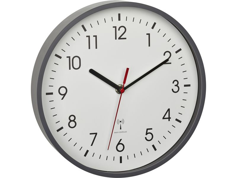TFA Dostmann Funk-Wanduhr Funk-Wanduhr Grau Analoge Wanduhr