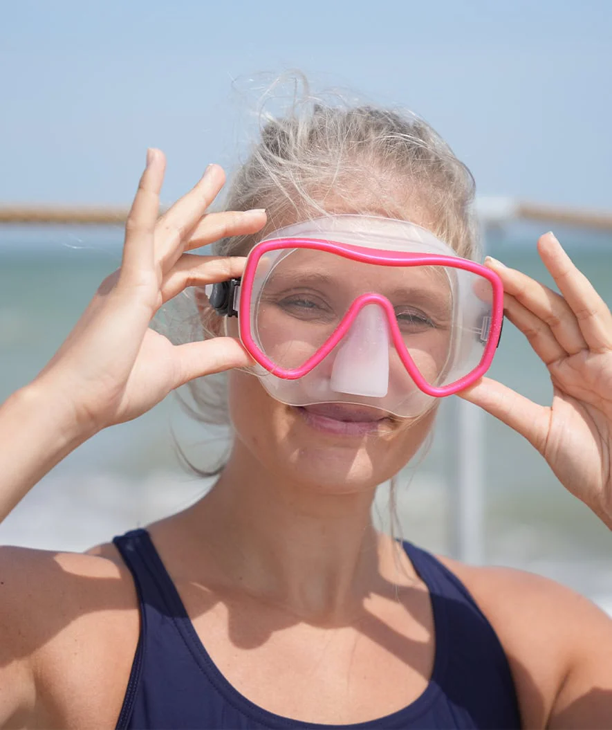 Watery Combo snorkelsæt til voksne (fra 15 år) - Coast - Rød/klar