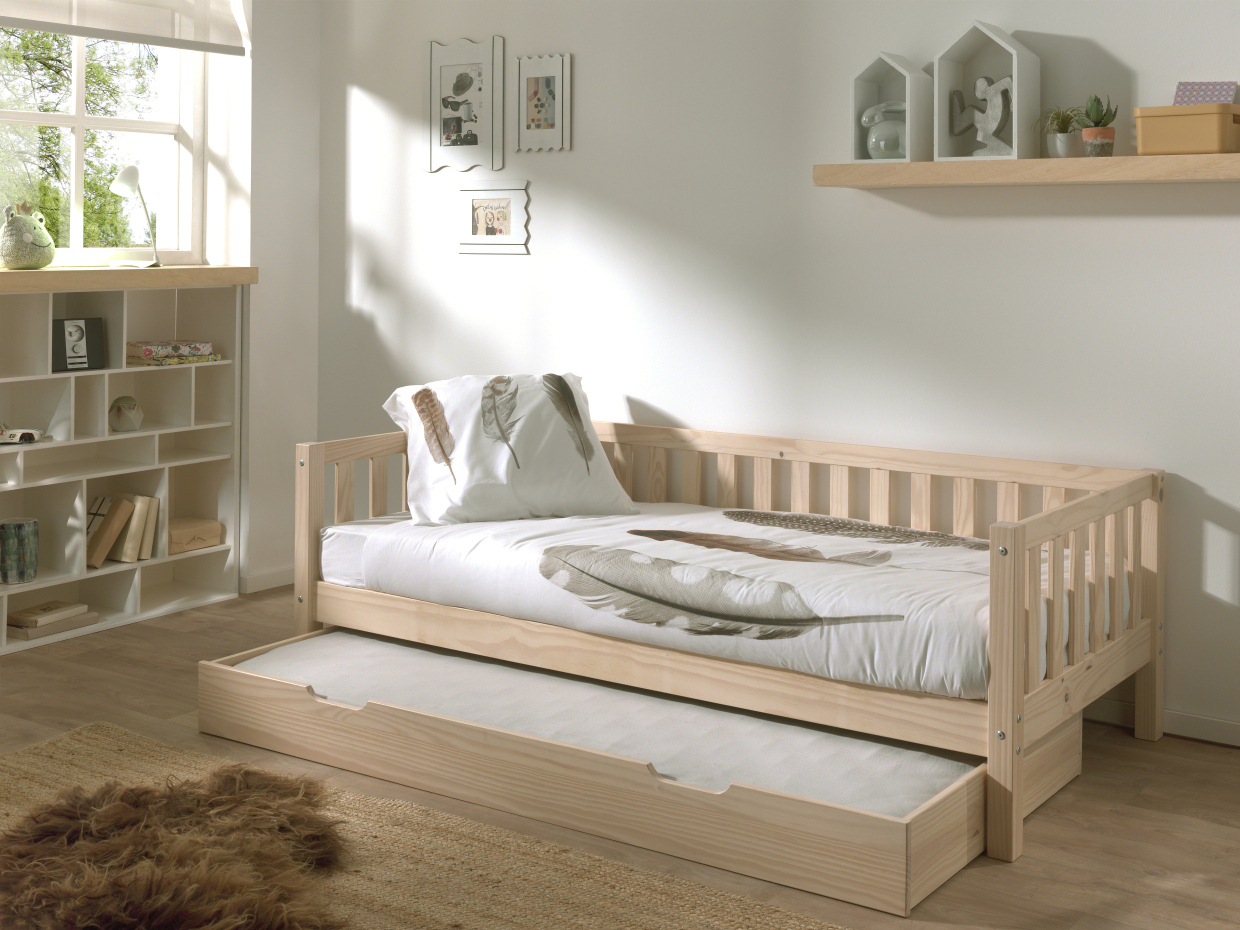 Kojenbett FRITZ - milky pine - mit Bettschublade - 90x200 cm
