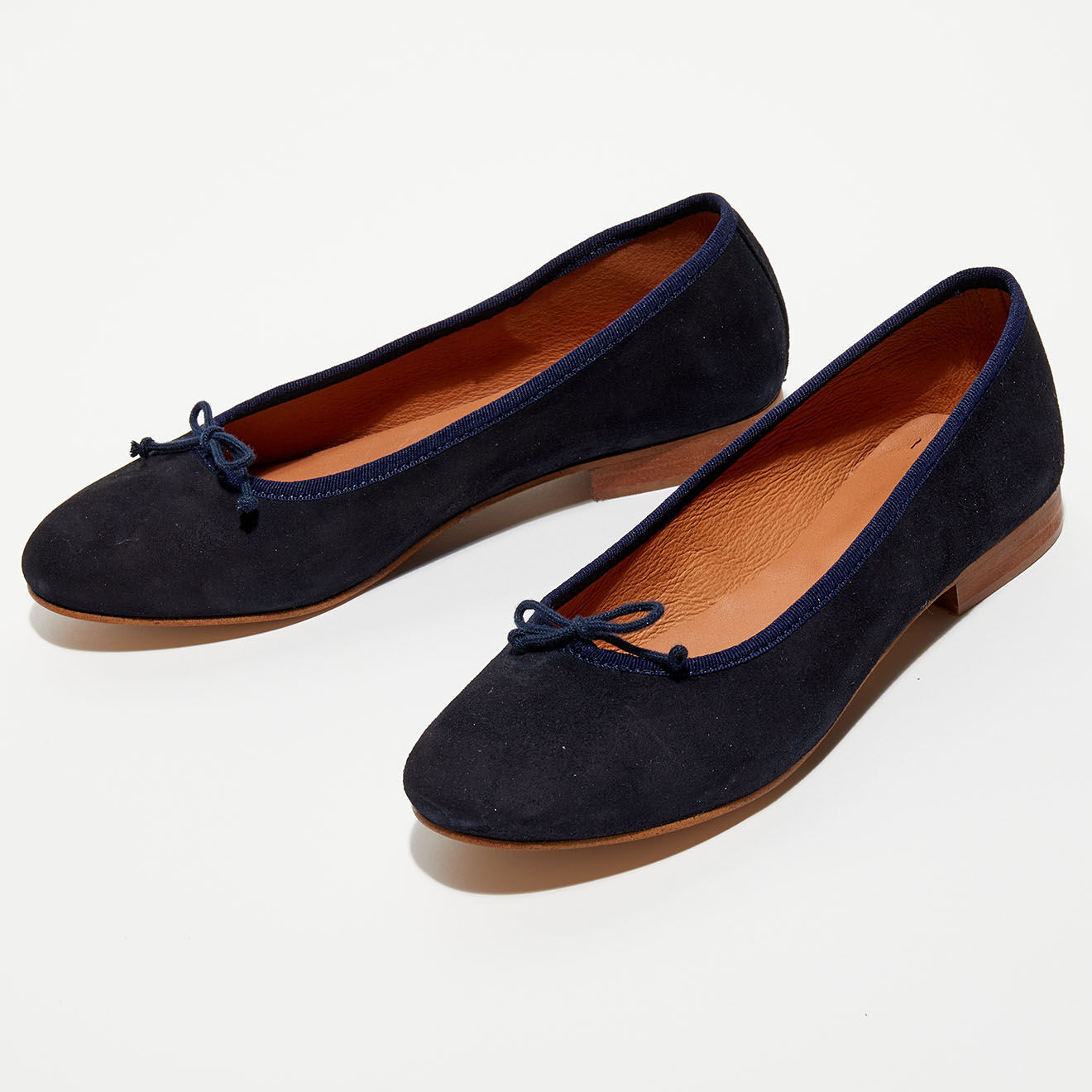 Quartier Latin Ballerines en Velours de Cuir Jeanne bleu marine