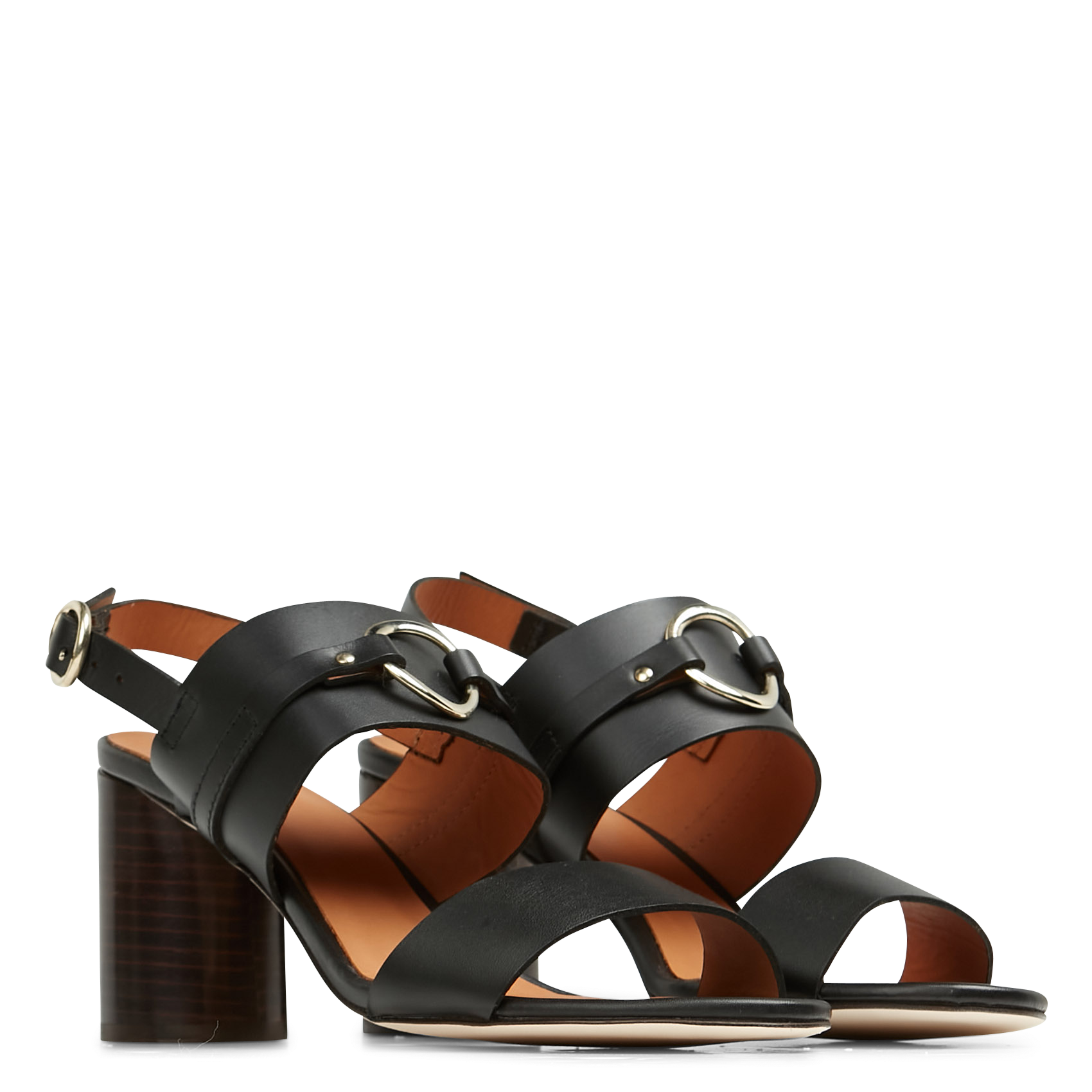 LIDIA - Sandales à talon en cuir | Noir