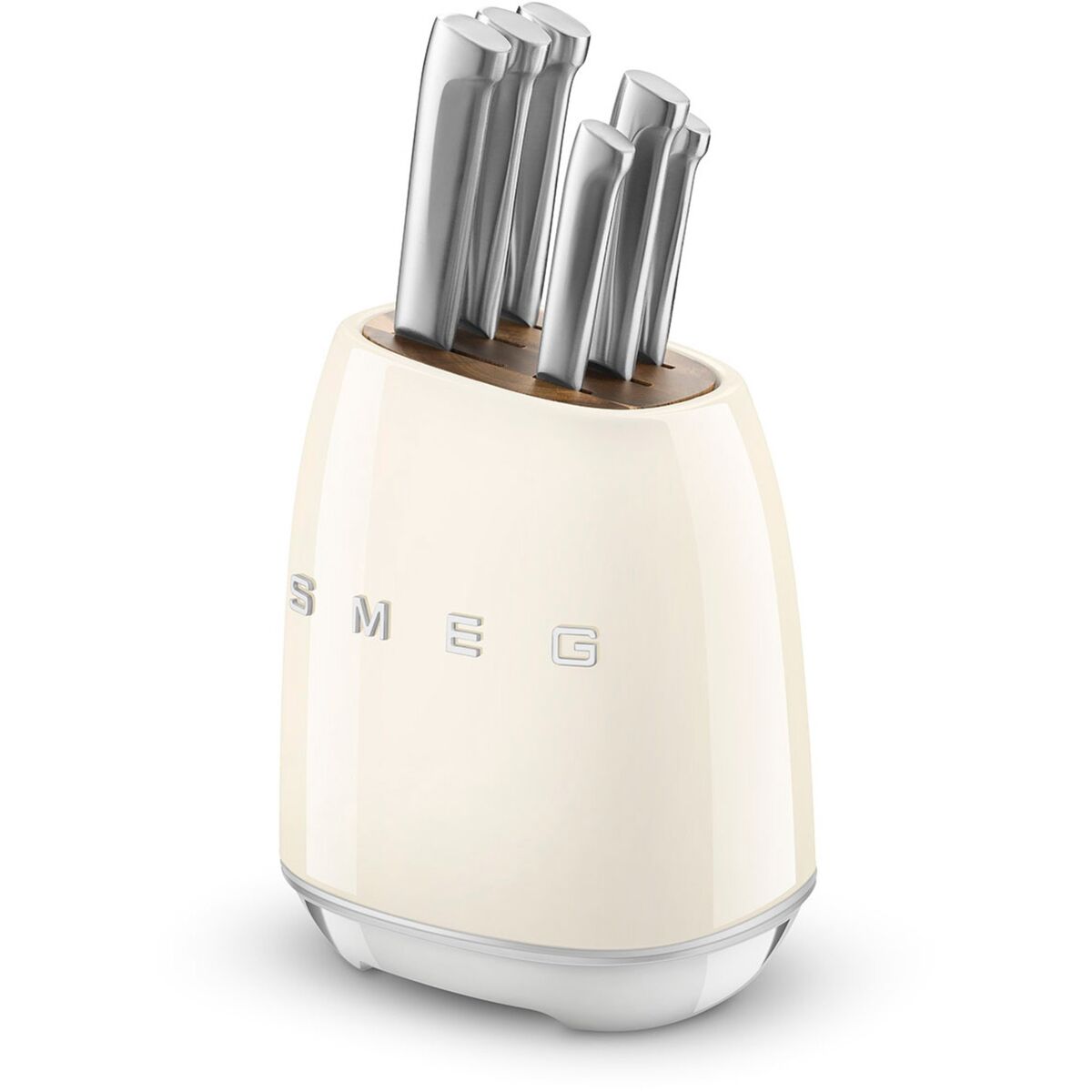 Knivblokk med kniver 6 stk, creme