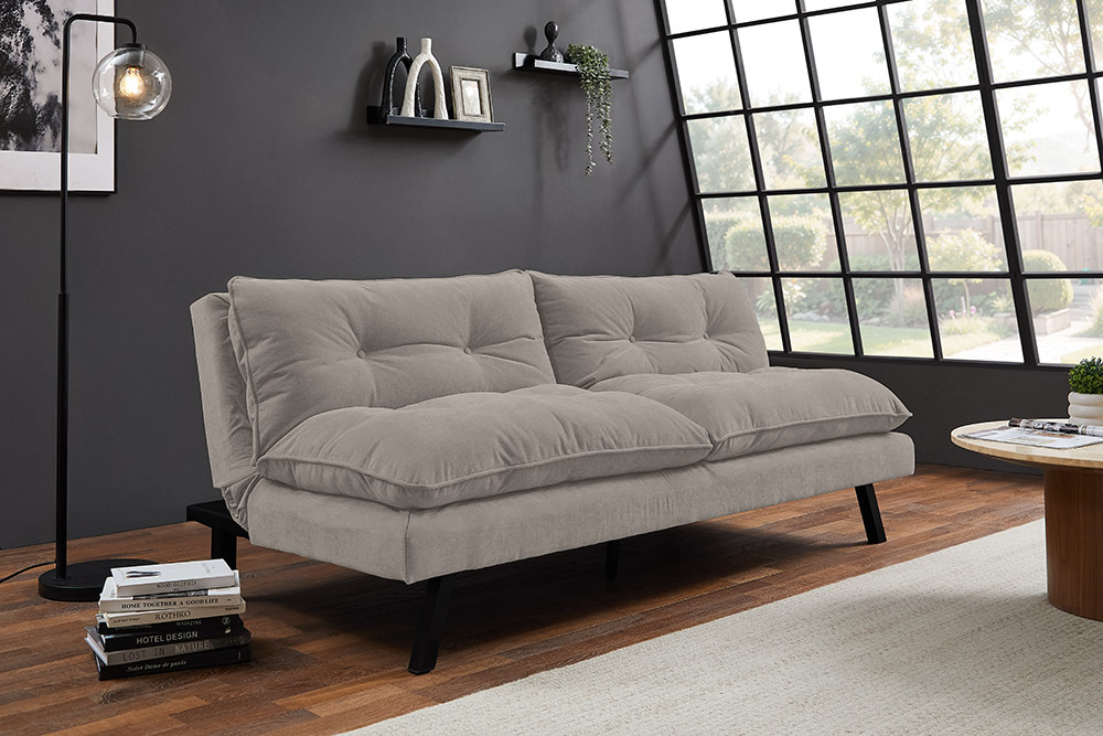 Modernes Schlafsofa COCOONING 190cm beige Chenillestoff 3-Sitzer Couch