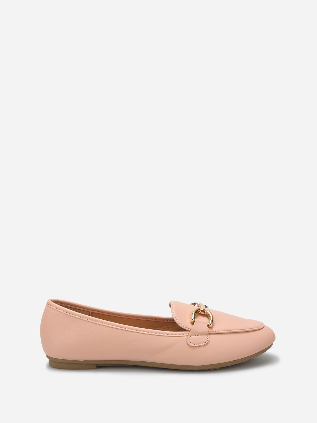 Mocassins en simili à détail mors- Rose