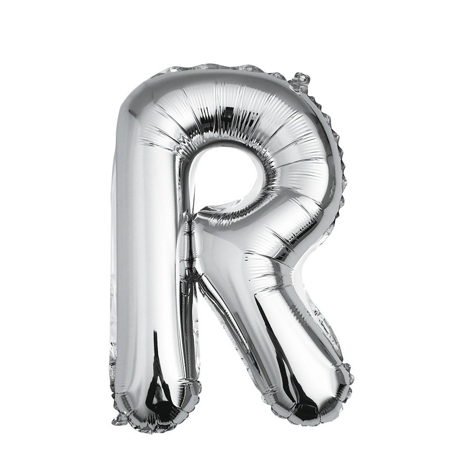 (80cm) Buchstaben Ballon Geburtstags Party Luftballon Folienballon - Buchstabe R / Silber