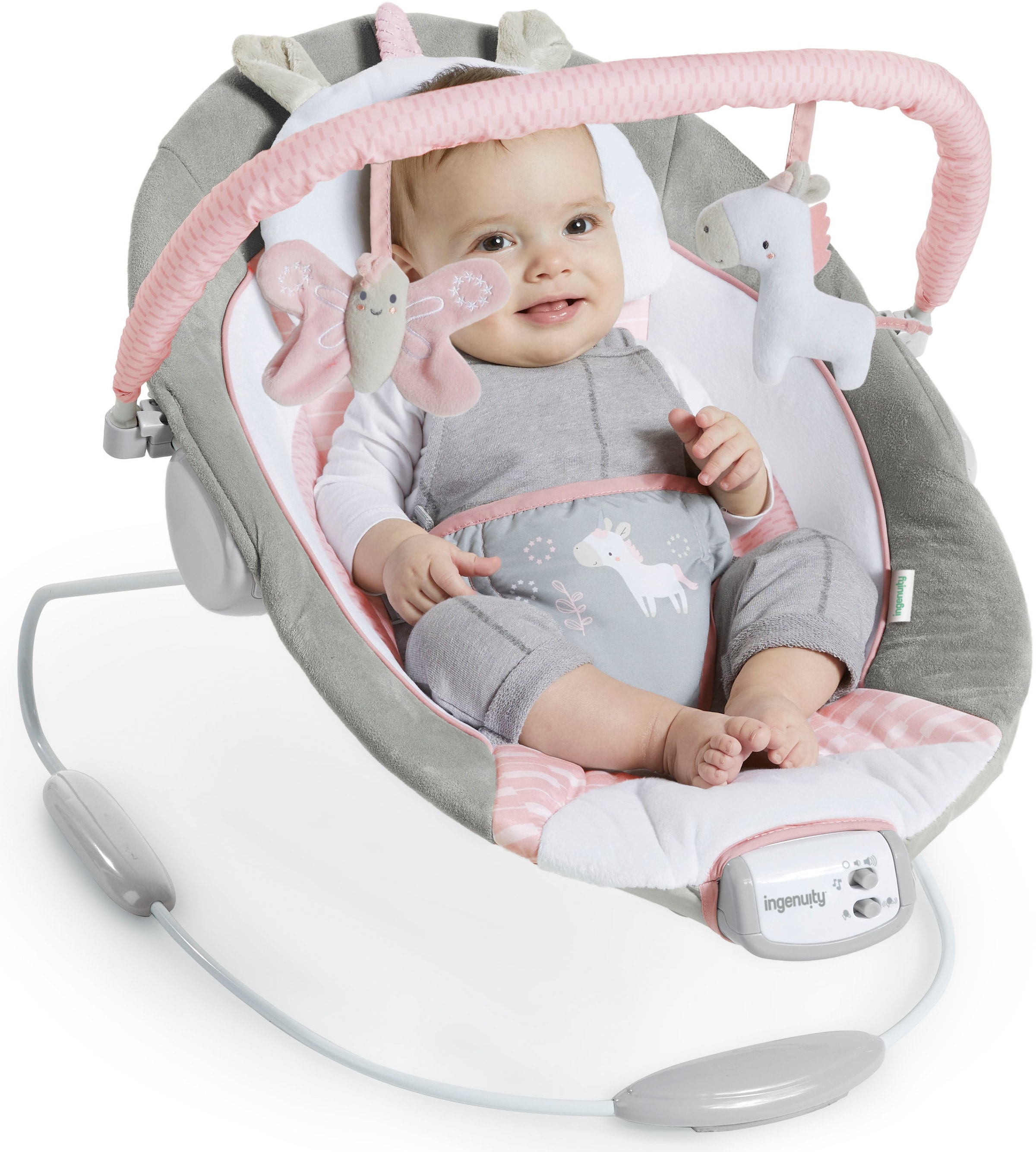 ingenuity Babywippe »Soothing Bouncer, Flora the Unicorn« bis 9 kg mit Vibration und Melodien
