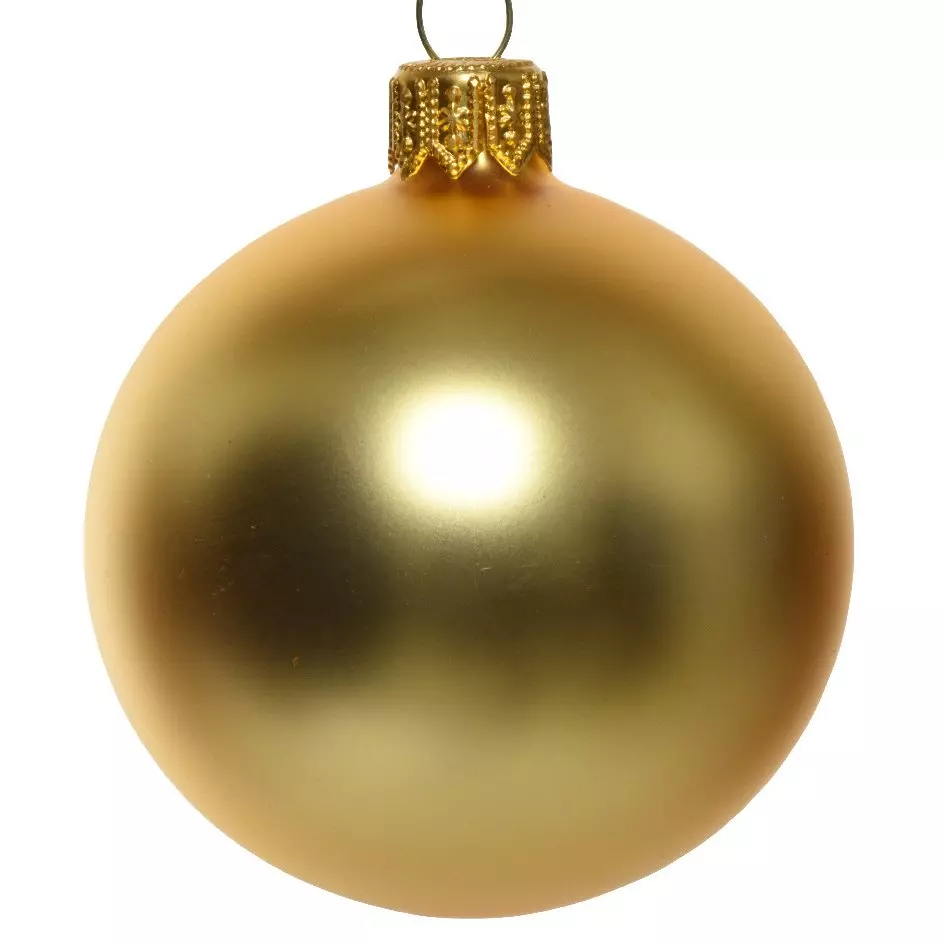 Lot de 6 boules de Noël en verre (D80 mm) Arctique mate Or