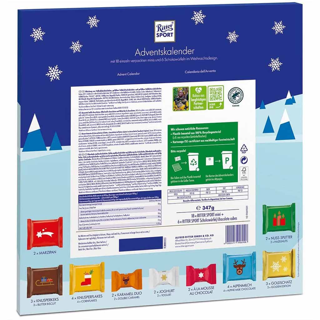 Ritter Sport Quadrat-Adventskalender 347g MHD:1.4.25