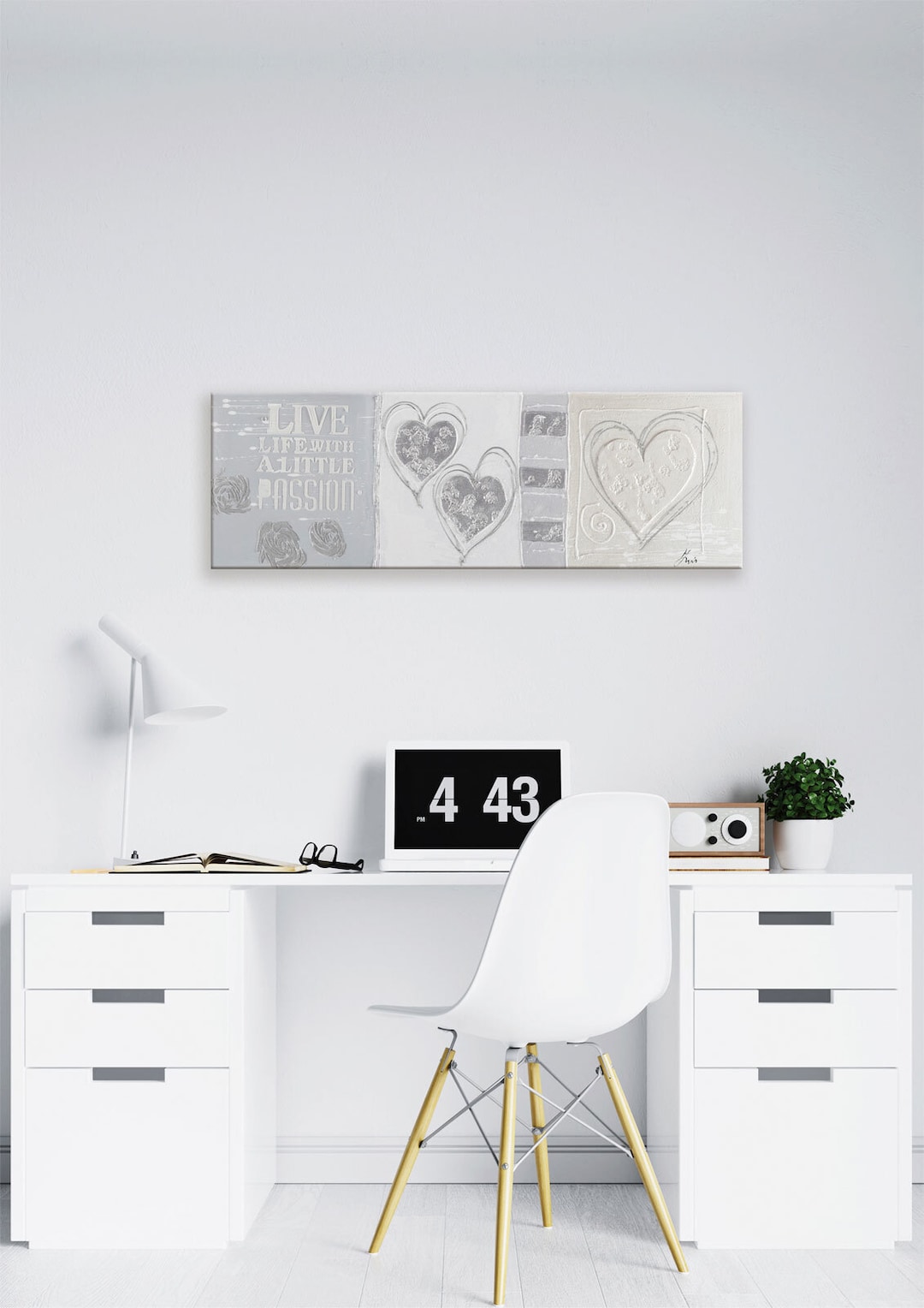 Handgefertigtes Ölgemälde Herzen 120 x 40