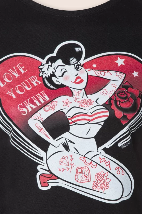PinRock Love Your Skin T-Shirt in zwart