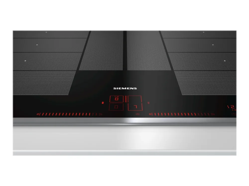 Siemens iQ700 EX845LYC1E - Induktions kogeplade - 4 plader - Niche - bredde: 78 cm - dybde: 50 cm - med rustfrit stål-pynt - sort/rustfrit stål