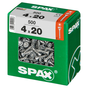 Spax universele schroef 4 x 20 mm wirox 500 stuks