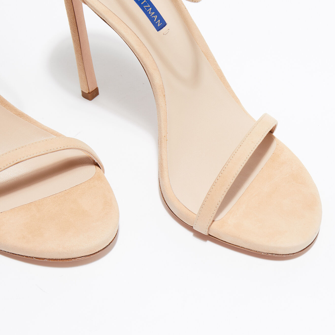 Stuart Weitzman Sandales en Velours de Cuir Nudist beiges - Talon 12,5 cm