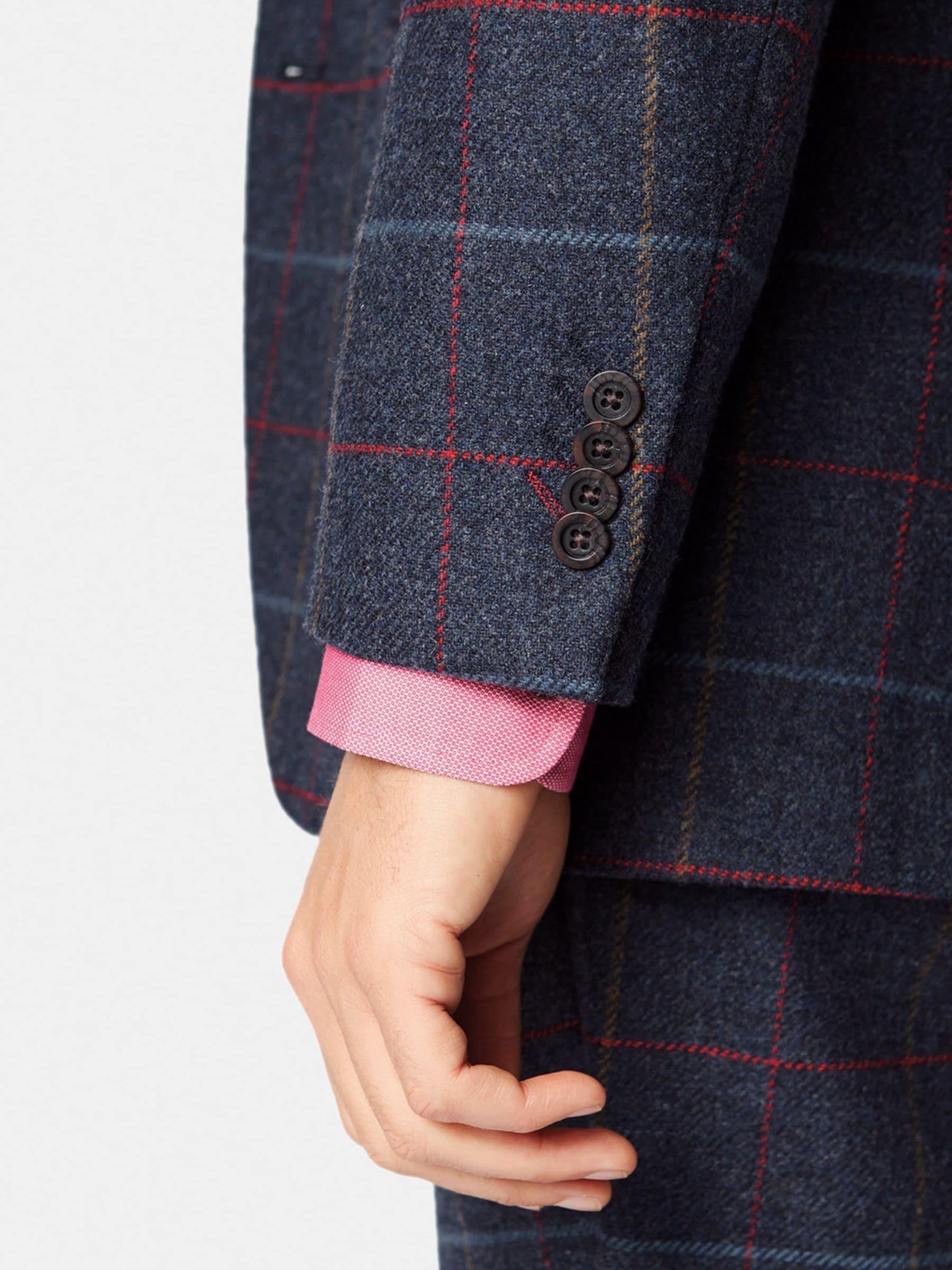 Blauw - Brook Taverner Check Wool Suit Jacket