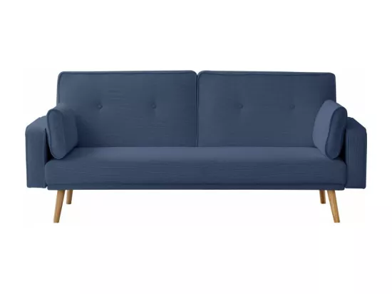 Canapé droit scandinave Elga convertible 3 places en velours côtelé - Bleu foncé - L205 x P85 x H87cm - Loungitude