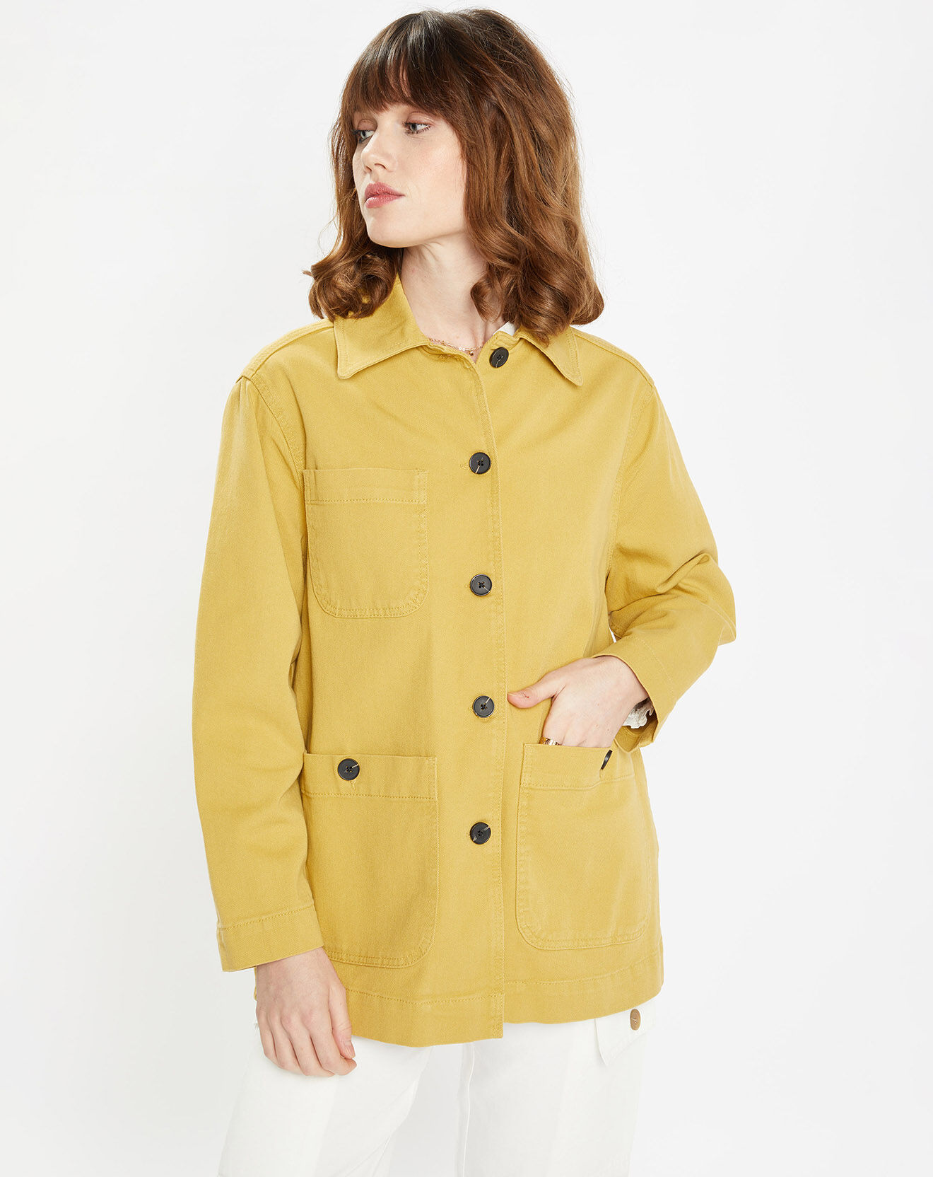 Galeries Lafayette Veste en Twill Loom kaki clair
