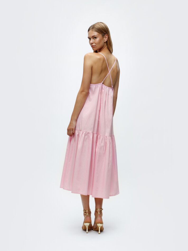 Vestido midi de alças finas - Rosa