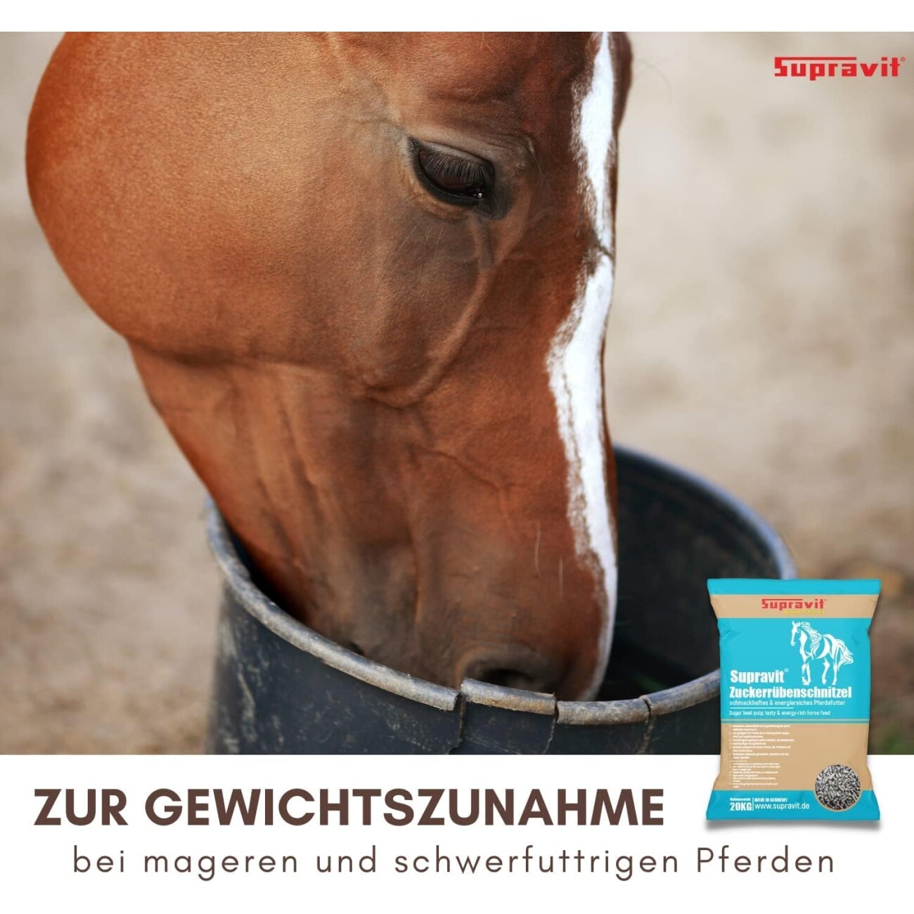 Supravit Rübenschnitzel 20kg | schmackhaftes & energiereiches Pferdefutter | Zuckerrübenschnitzel für Pferde I hoher Anteil an Pektinen für eine gesunde Darmflora I Ideal für Sportpferde geeignet