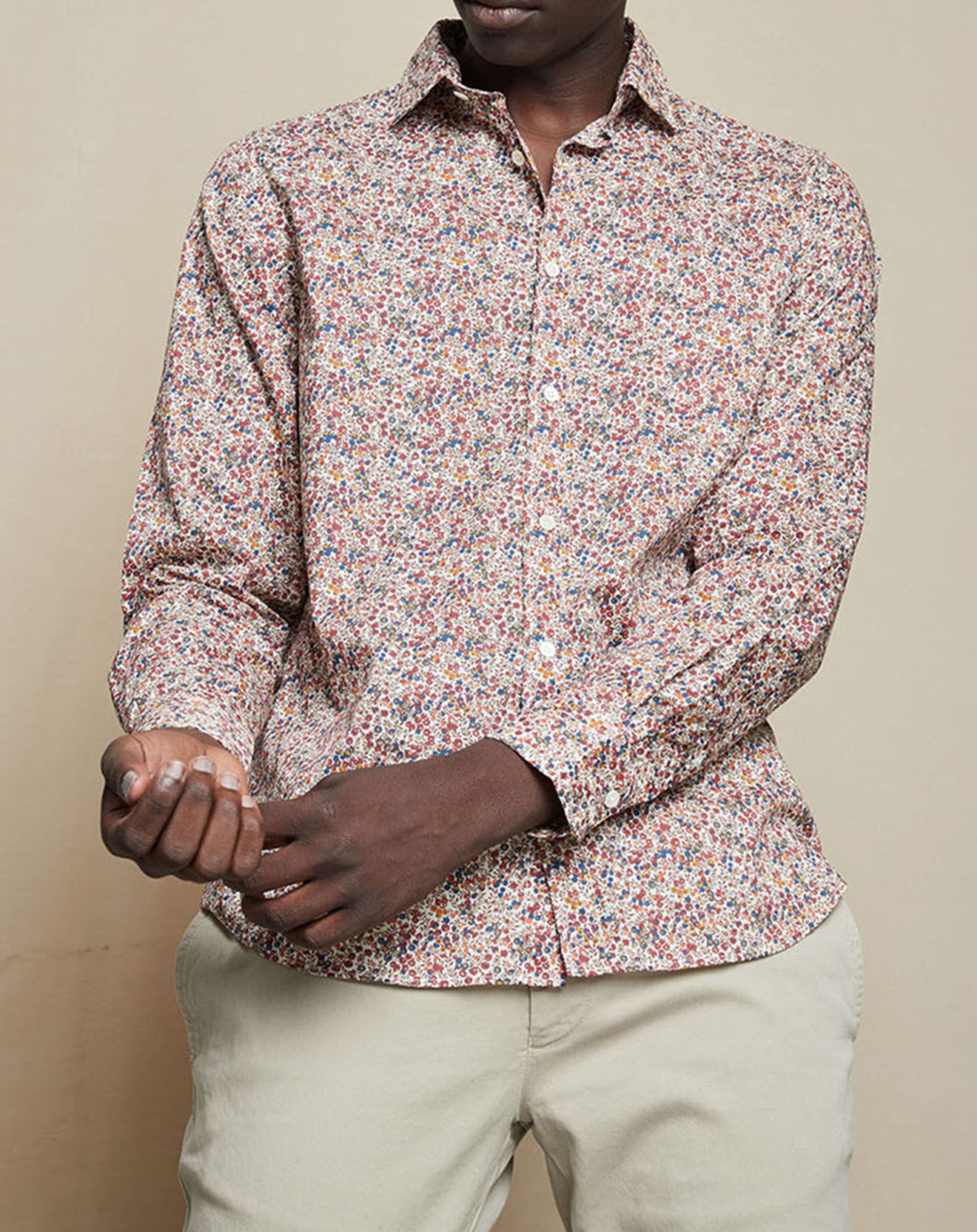 Hartford Chemise regular Paul à fleurs écru/bordeaux/jaune/bleu