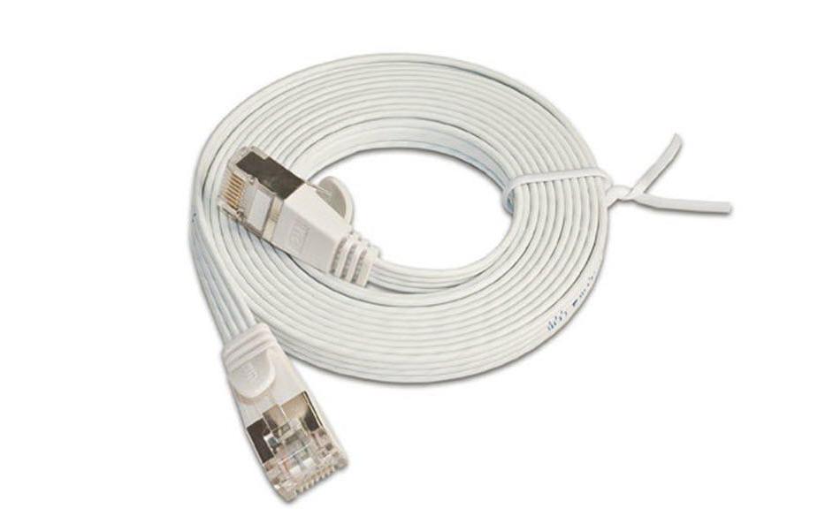 Slimpatchkabel RJ-45 - RJ-45, Cat 6, STP, 5 m, WeissGeschirmtes Twisted-Pair-Kabel (STP) mit Klinkenschutz