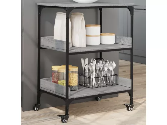 Chariot de cuisine sonoma gris 60x41x80,5 cm bois d'ingénierie