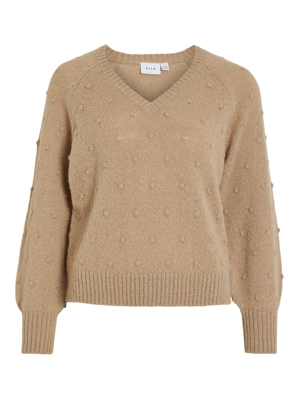 Vila  Vituli v-neck glitter striktrøje - Savannah Tan
