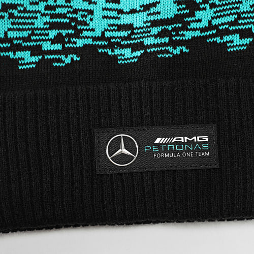 Bonnet Bobble Noir Turquoise
