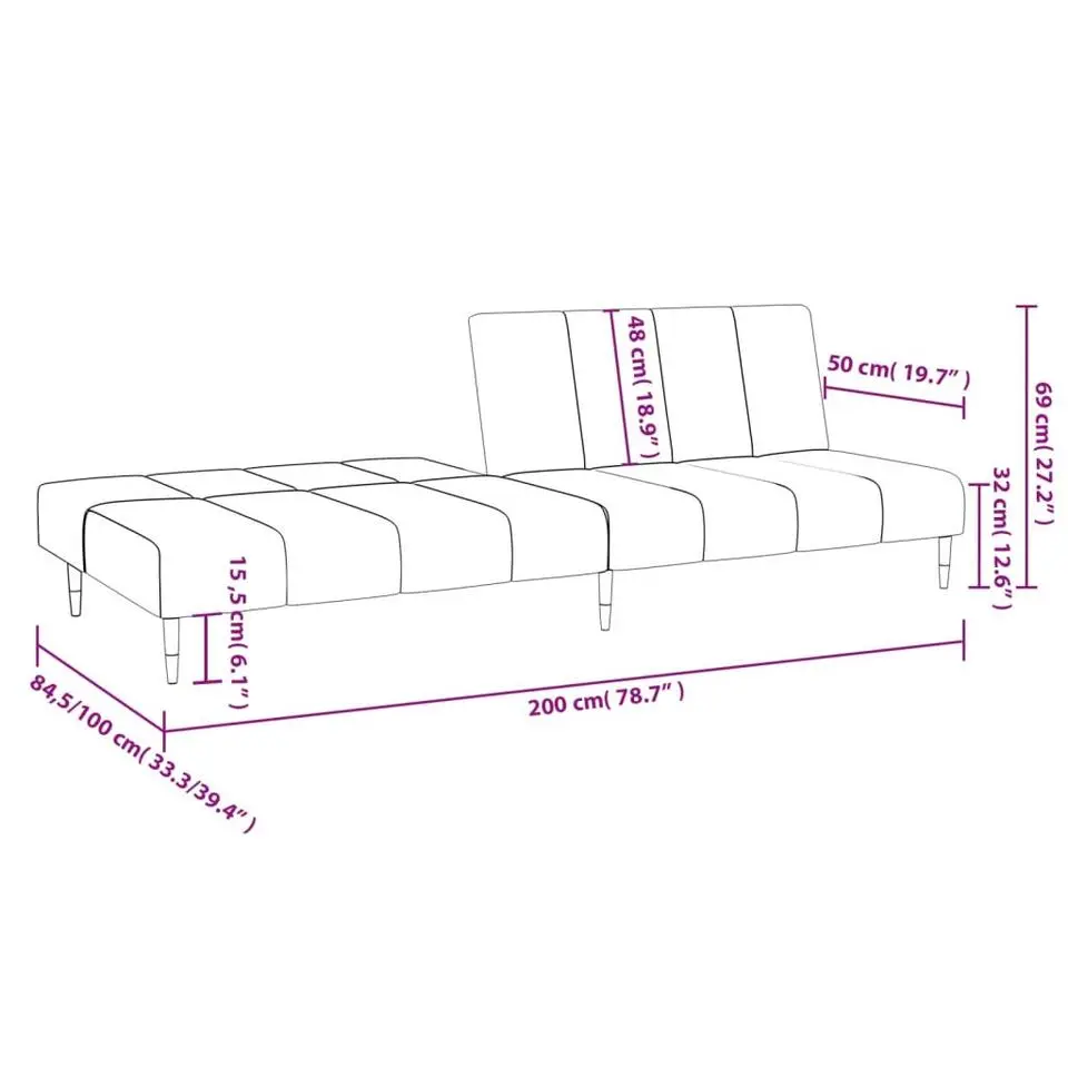 vidaXL - Slaapbank 2-zits - Donkergroen - Fluweel