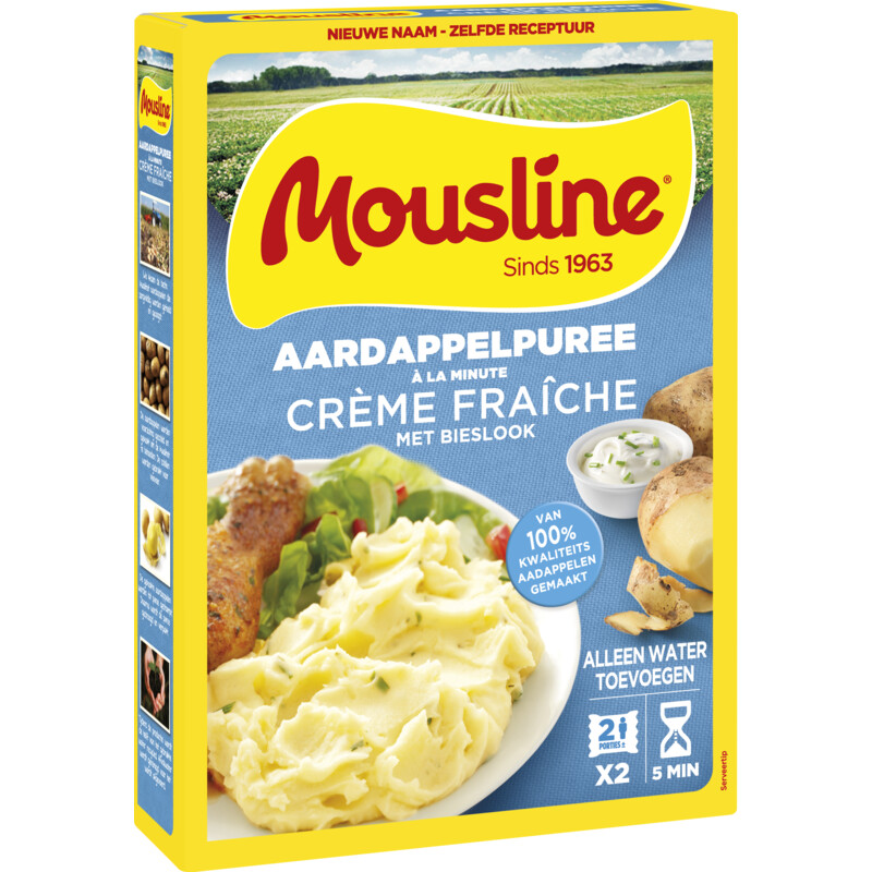 Mousline Aardappelpuree crème fraiche bieslook