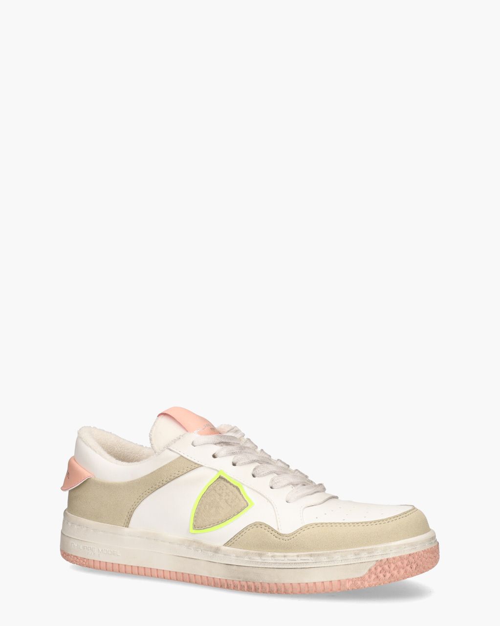 Philippe Model Lyon Recycle Mixage Wit/Beige/Roze Damessneakers