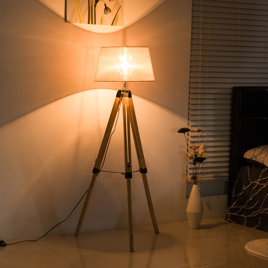 HOMCOM Stehlampe höhenverstellbar natur, grau