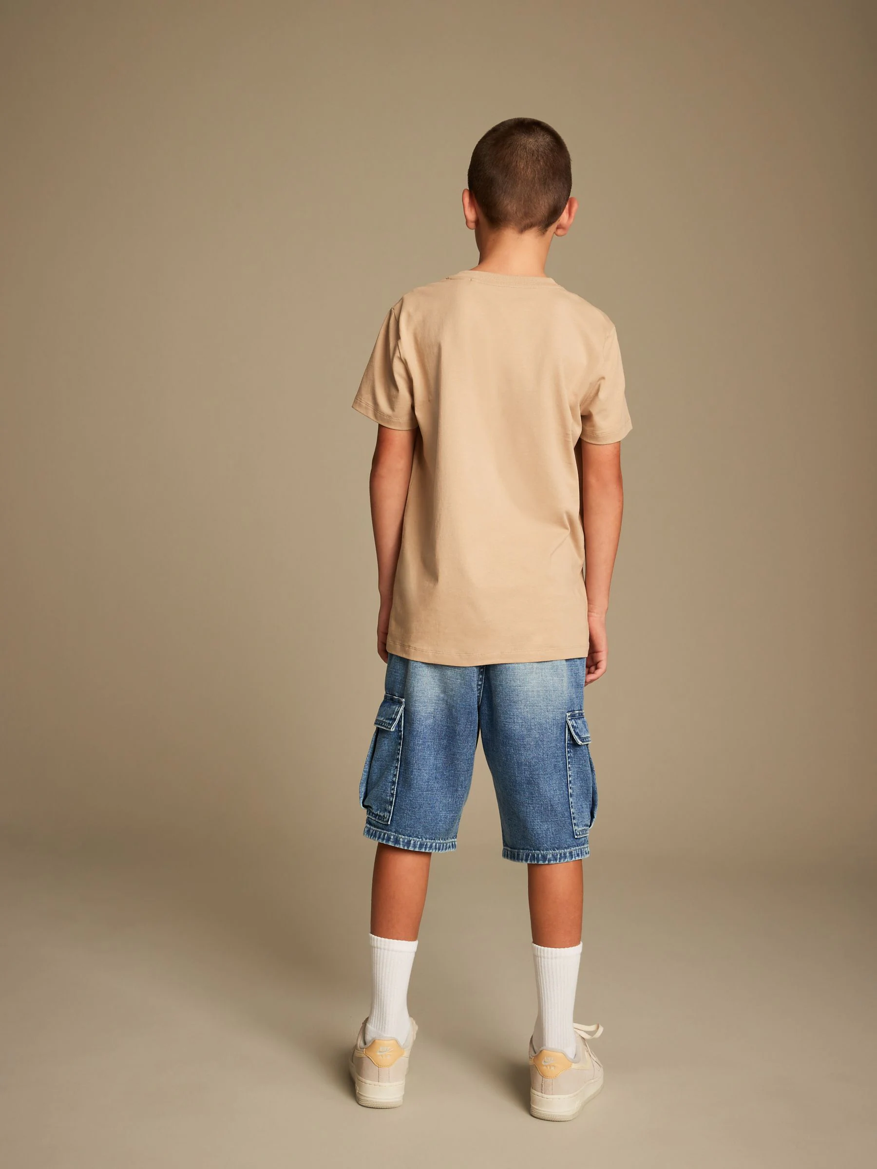 Blauw - Denim cargoshort (3-16 jr)