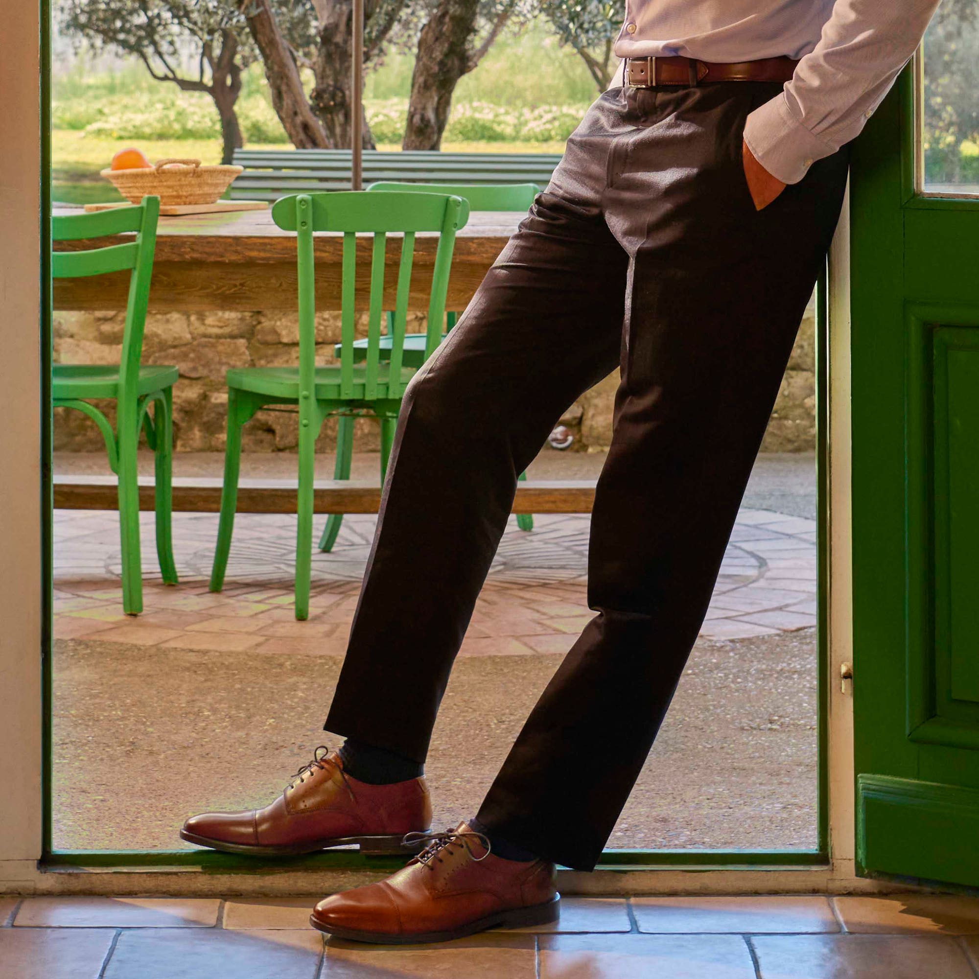 Derbies Homme en cuir cognac
