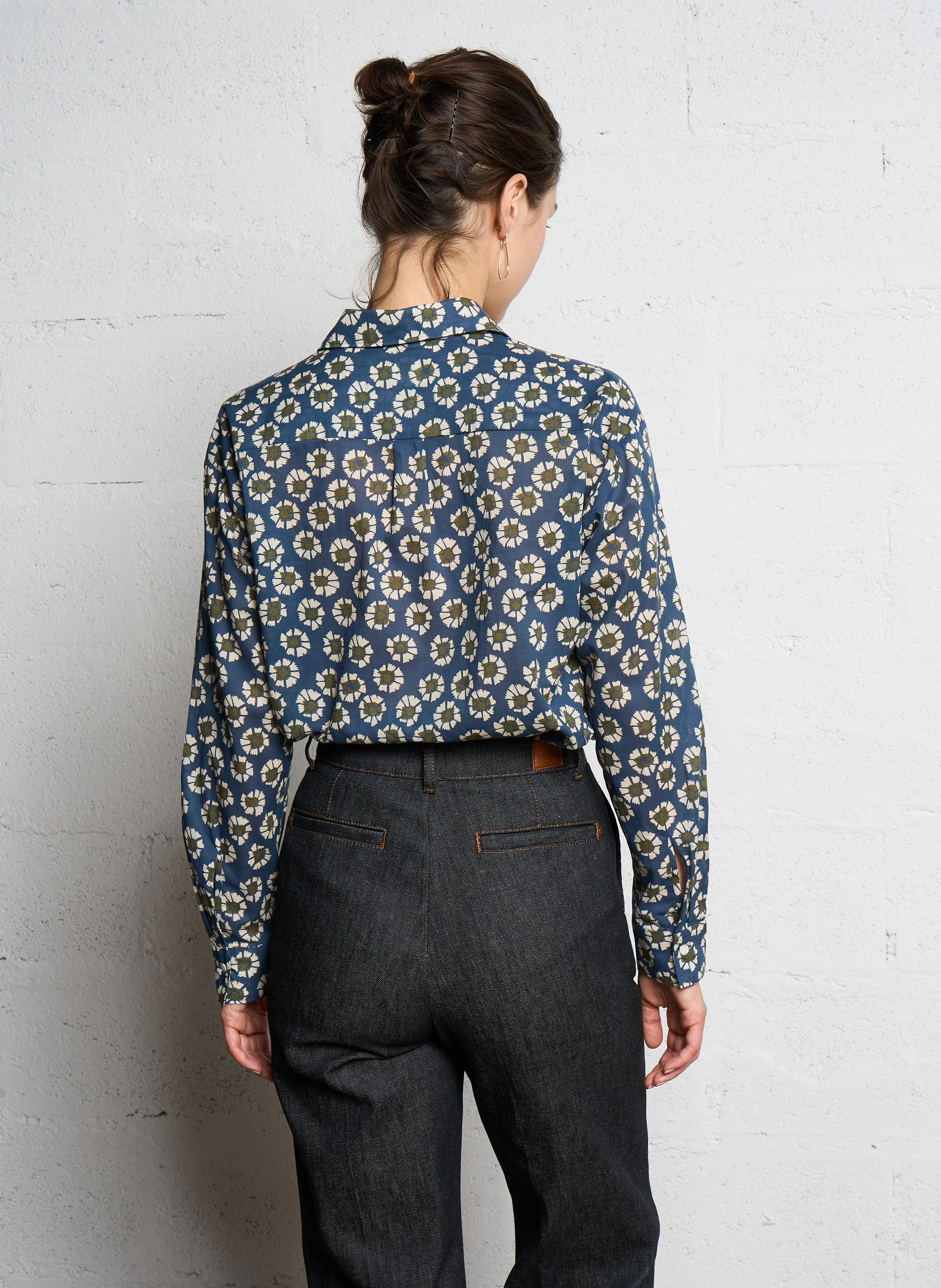 CINEMA - Chemise droite imprimée en coton | Bleu