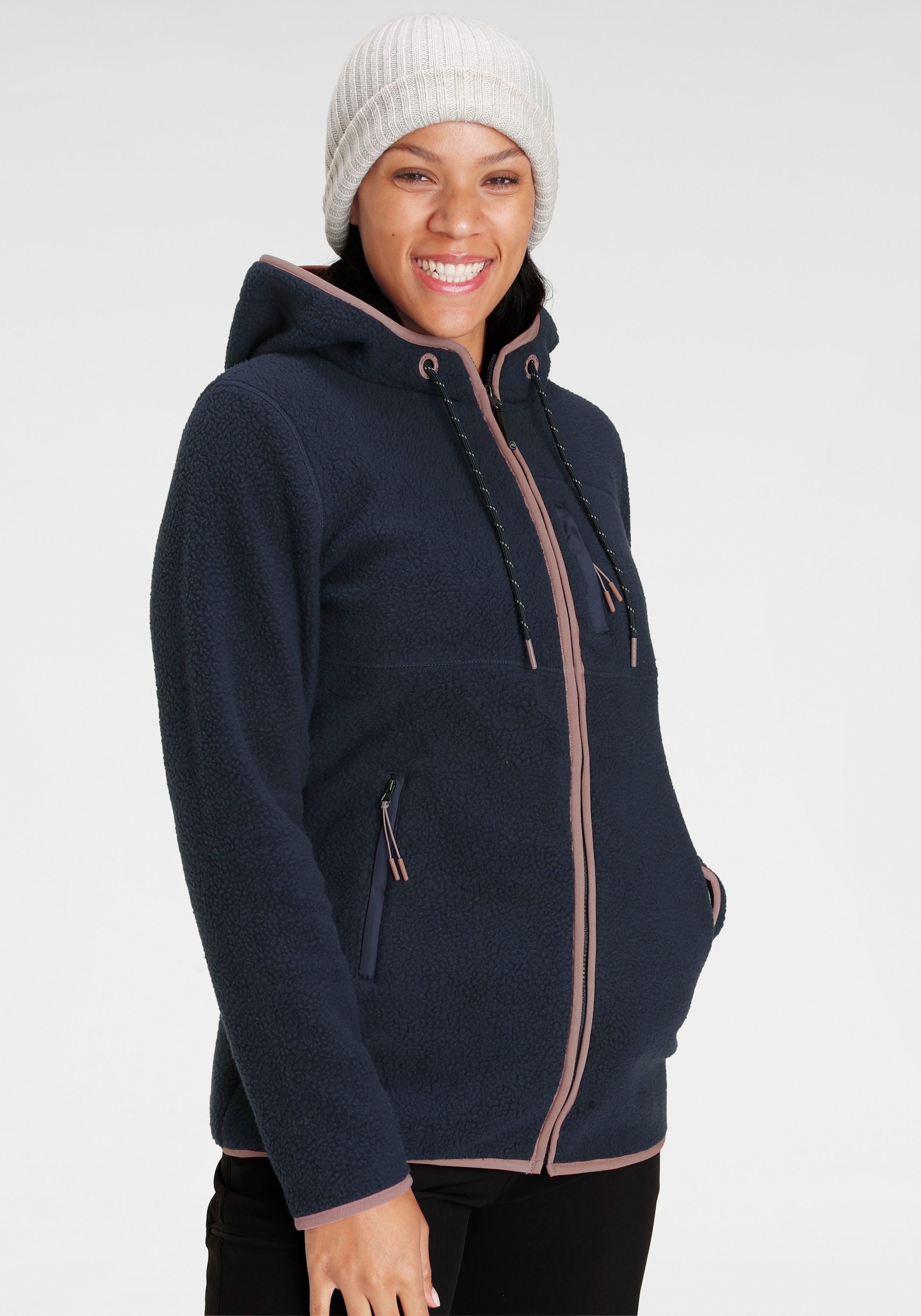 Polarino Fleecejacke mit Kapuze für kalte Tage,  aus Fleece,  modischer Stil