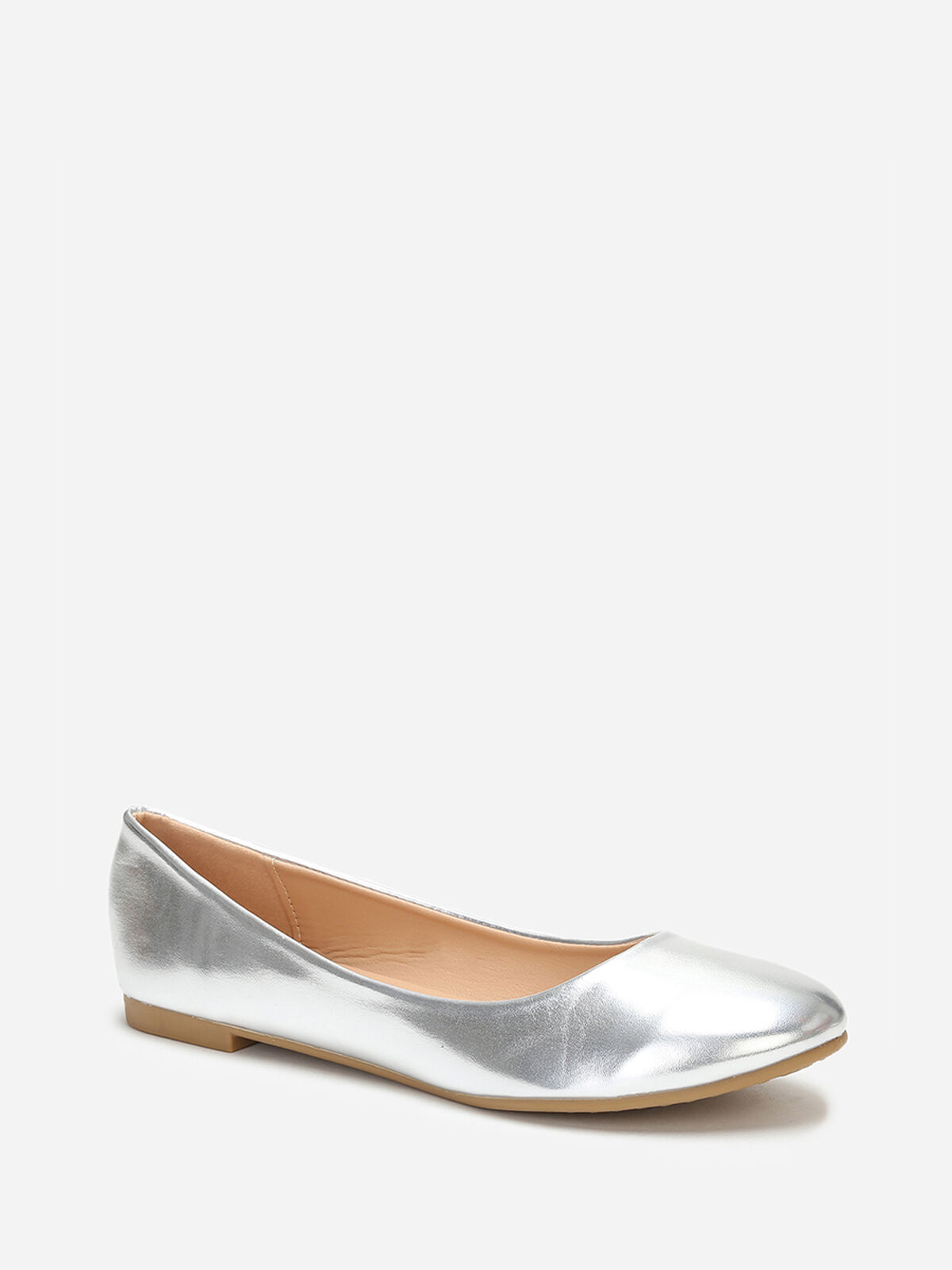 Ballerines à bout arrondi grandes tailles- Argenté