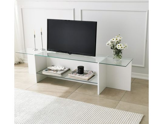 CONCEPT1 - Meuble TV Escape tv blanc 158 x 35 x h40 cm