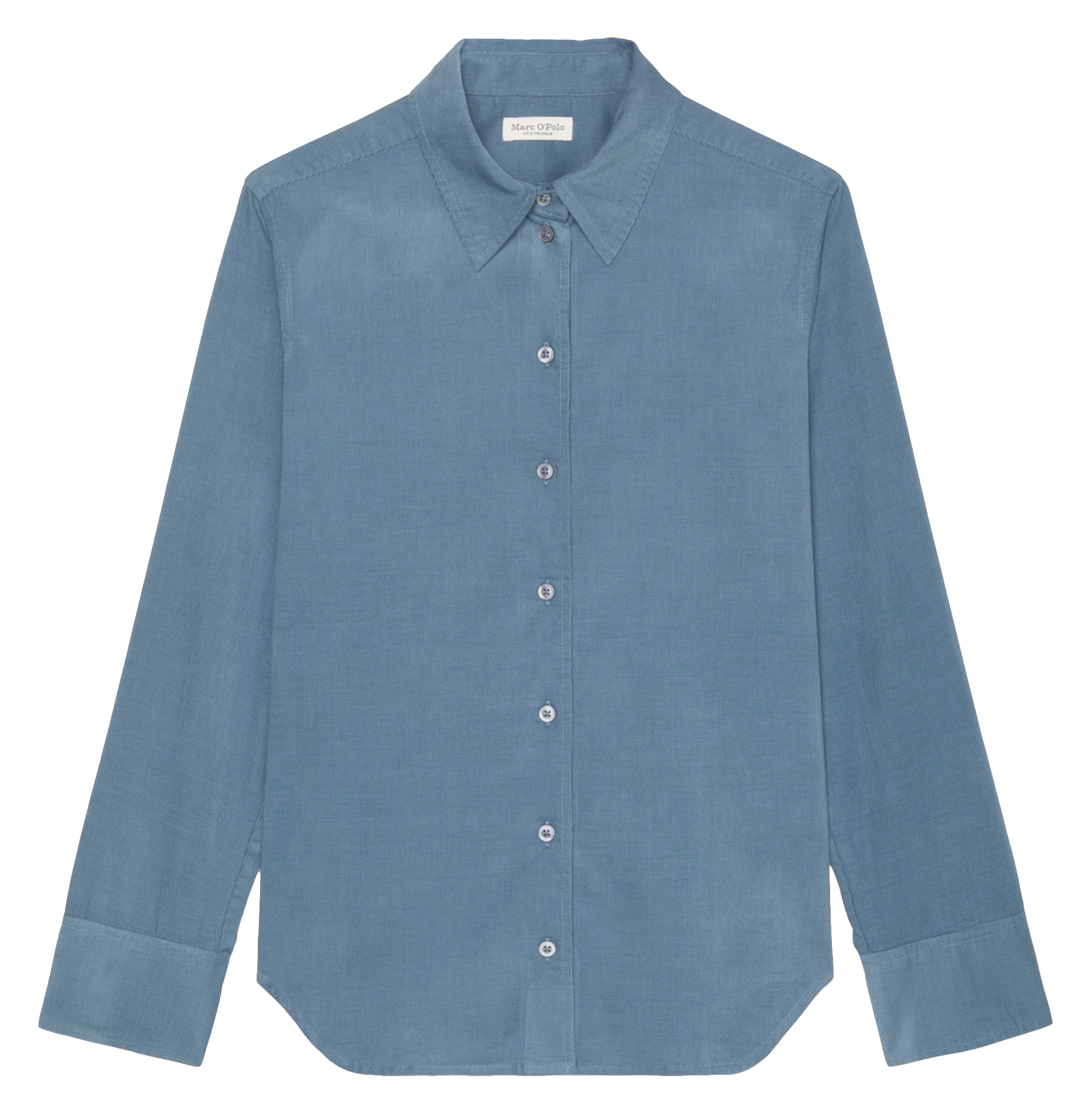 Chemise droite en coton bio mélangé | Bleu