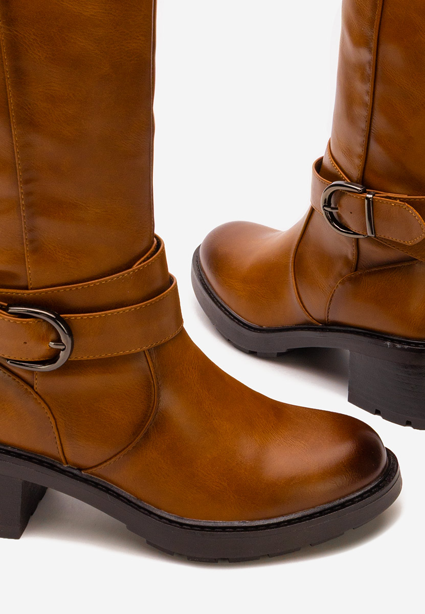 Bottes à talon carré chameau Esteria