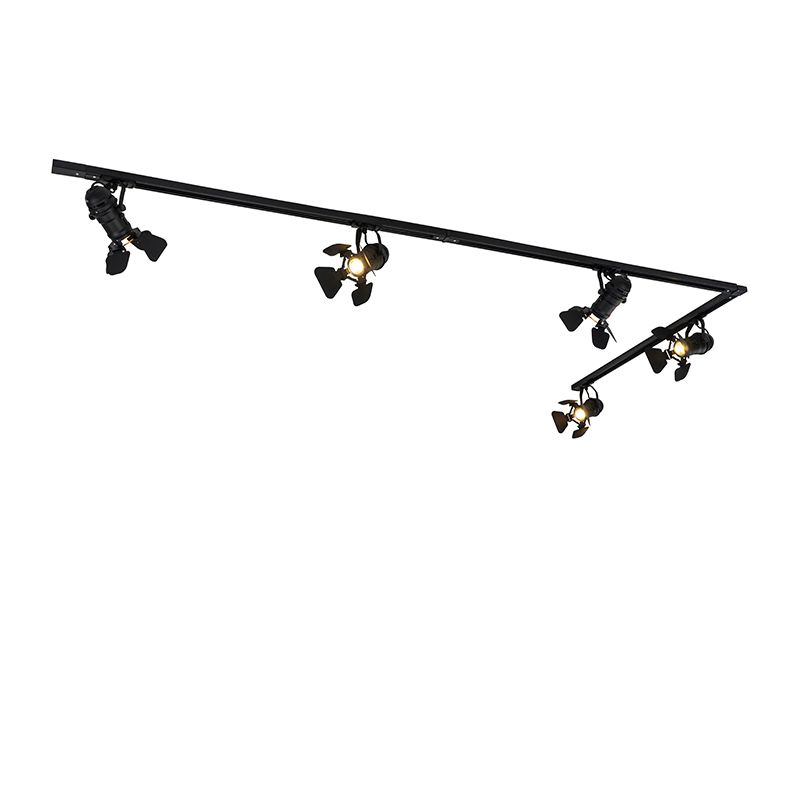 Smart railsysteem zwart 5-lichts incl. Wifi GU10 - Movie