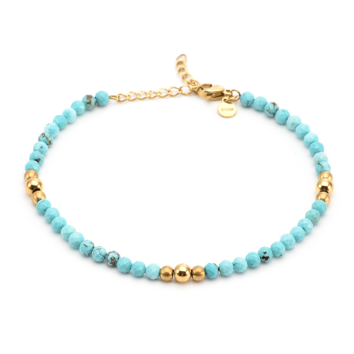 Sixty Stones - 60 - Chaîne De Cheville Pierres Naturelles Turquoise - 25 X 0,4 Cm-