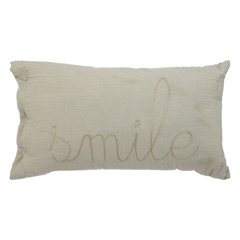 Coussin rectangulaire double gaze de coton taupe 50x30cm